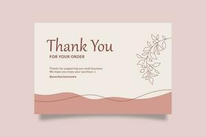 tryckbar rosa tacka du kort för små företag med organisk och botanisk objekt vektor