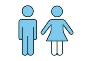 Mann und Frau Symbol. Symbol verbunden zu Zeichen Toilette, Dressing Zimmer, Badezimmer. eben Linie Symbol Stil Design. einfach Vektor Design editierbar