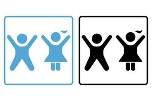 Mädchen und Junge Symbol. Symbol verbunden zu Zeichen Kinder Toilette, Dressing Zimmer Kinder, Badezimmer Kinder. solide Symbol Stil Design. einfach Vektor Design editierbar
