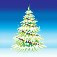 Weihnachten Baum dekoriert zum Urlaub Feier, Karikatur Pelz Baum mit Girlande und Kerzen Vektor Illustration