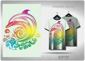 vektor t-shirt bakgrund image.rainbow delfin mönster design, illustration, textil- bakgrund för t-shirt, jersey gata t-shirt
