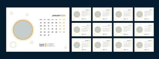 skrivbord kalender 2024 mall design vektor