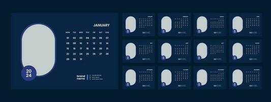 skrivbord kalender 2024 mall design vektor