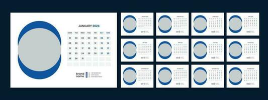 skrivbord kalender 2024 mall design vektor