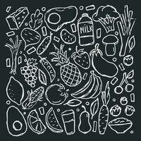 gesund Essen Symbole. gezeichnet gesund Essen Hintergrund vektor