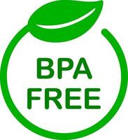 bpa, bis Phenol ein frei. eben Abzeichen Vektor Symbol zum ungiftig Kunststoffe. Grün Kreis und Blatt auf Weiß Hintergrund. Logo und Abzeichen zum Trinken Wasser Flaschenverpackung Plastik. Produkt Qualität Garantie.