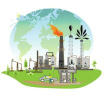grön industri eco kraft fabrik Bra miljö ozon luft låg kol.illustration för baner. vektor