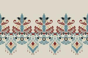 Ikat Blumen- Paisley Stickerei auf grau hintergrund.ikat ethnisch orientalisch Muster traditionell.aztekisch Stil abstrakt Vektor illustration.design zum Textur, Stoff, Kleidung, Verpackung, Dekoration, Sarong, Schal.