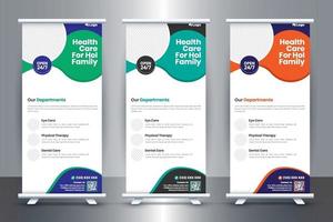 kostenloses medizinisches Roll-Up-Banner-Design für Krankenhaus und Gesundheitswesen vektor