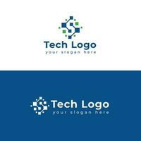 Technologie Logo Vorlage Vektor Illustration Grafik geometrisch Technik Logo