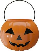 isolerat pumpa hink. 3d halloween hink vektor