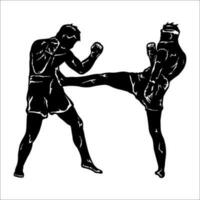 muay thai logotyp vektor silhuett