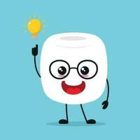 söt smart marshmallow karaktär. rolig marshmallow fick inspiration aning tecknad serie uttryckssymbol i platt stil. ljuv emoji vektor illustration