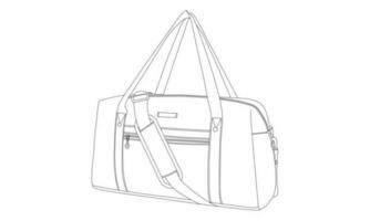 Reise Duffle Tasche, Vektor Illustration, Tasche Gliederung Vorlage, Mode Wohnungen skizzieren, Vektor Clip Kunst Vorlage