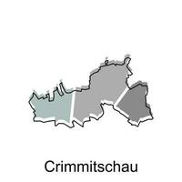 Karte von crimmitschau modern Umriss, Karte von Deutsche Land bunt Vektor Design Vorlage