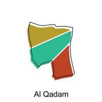 Karta av al qadam färgrik modern vektor design mall, nationell gränser och Viktig städer illustration