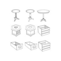 einstellen von Box und Kaffee Tabelle Linie einfach Möbel Design, Element Grafik Illustration Vorlage vektor