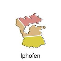 Karta av iphofen modern översikt, Karta av tysk Land färgrik vektor design mall