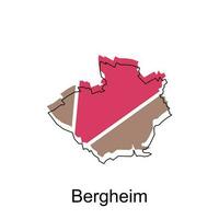 bergheim Karta, färgrik översikt regioner av de tysk Land. vektor illustration mall design