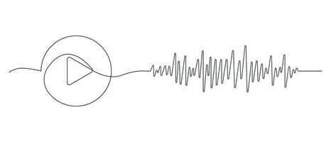 abspielen Taste mit Audio- Spur gezeichnet im einer kontinuierlich Linie. einer Linie Zeichnung, Minimalismus. Vektor Illustration.