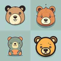 Hand gezeichnet süß Bär Karikatur Symbol Logo Teddy Bär Illustration Charakter Maskottchen Karikatur Gekritzel kawaii Zeichnung Kunst vektor