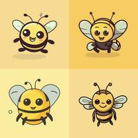 süß Biene Karikatur Symbol Logo Illustration Charakter Maskottchen Karikatur kawaii Zeichnung Kunst vektor