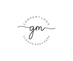 första gm feminin logotyp skönhet monogram och elegant logotyp design, handstil logotyp av första signatur, bröllop, mode, blommig och botanisk med kreativ mall. vektor