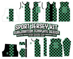 Tanjiro Grün schwarz Quadrate Fliesen Jersey Design Sportbekleidung Hintergrund vektor