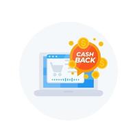 Cashback-Angebot, Online-Shopping-Vektorsymbol vektor