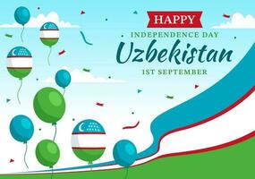 glücklich Usbekistan Unabhängigkeit Tag Vektor Illustration auf 1 von September mit Usbekisch Flagge Hintergrund im National Urlaub Hand gezeichnet Vorlagen