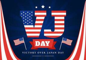 vj Sieg Über Japan Tag feiern Vektor Illustration mit vereinigt Zustand Flagge Hintergrund im eben Karikatur Hand gezeichnet zum Landung Seite Vorlagen