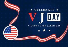 vj Sieg Über Japan Tag feiern Vektor Illustration mit vereinigt Zustand Flagge Hintergrund im eben Karikatur Hand gezeichnet zum Landung Seite Vorlagen