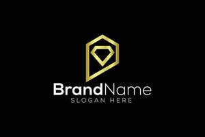 Brief p golden Diamant Logo Design Vektor Vorlage