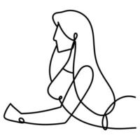 Frau ruht auf dem Boden, durchgehender Linienstil vektor