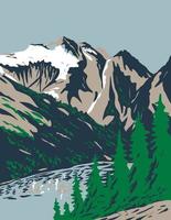 toppen av berget triumf i kaskadområdet beläget i norra kaskad nationalpark i Washington wpa affisch konst vektor
