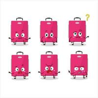 tecknad serie karaktär av rosa lugage med Vad uttryck vektor