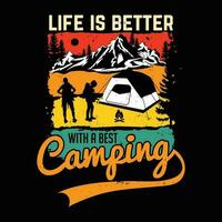 camping t-shirt design, camping retro årgång vektor t-shirt design, t-shirt design för läger älskare