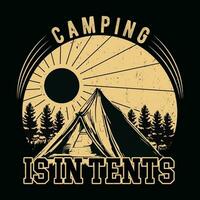 camping t-shirt design, camping retro årgång vektor t-shirt design, t-shirt design för läger älskare