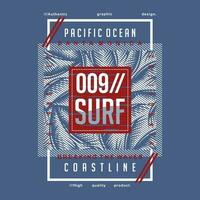 pacific hav på strand tema grafik design, surfing typografi, t skjorta vektorer, sommar äventyr vektor