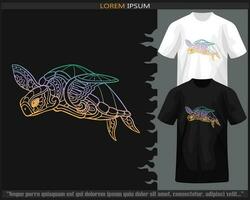 Gradient bunt Meer Schildkröte Mandala Kunst isoliert auf schwarz und Weiß t Shirt. vektor