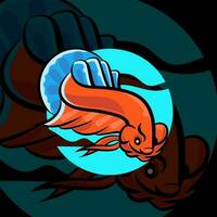 betta fisk esport maskot design logotyp vektor