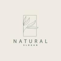 Blatt Linie Logo, schön Hand gezeichnet Design, botanisch minimalistisch Vektor, einfach organisch Pflanze feminin Logo vektor