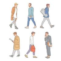 stylische Streetfashion für Herren. handgezeichnete Stilvektordesignillustrationen. vektor