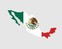 Mexiko Karte Flagge. Karte von das vereinigt Mexikaner Zustände mit das Mexikaner National Flagge isoliert auf Weiß Hintergrund. Vektor Illustration.