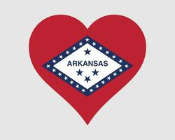 Arkansas USA Herz Flagge. ar uns Liebe gestalten Zustand Flagge. Arkansas vereinigt Zustände von Amerika Banner Symbol Zeichen Symbol Clip Art. eps Vektor Illustration.