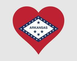 Arkansas USA hjärta flagga. ar oss kärlek form stat flagga. Arkansas förenad stater av Amerika baner ikon tecken symbol ClipArt. eps vektor illustration.