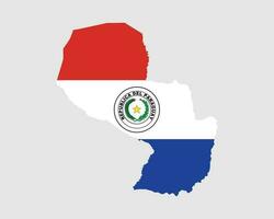 paraguay flagga Karta. Karta av de republik av paraguay med de Paraguay Land baner. vektor illustration.