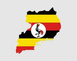 uganda flagga Karta. Karta av de republik av uganda med de ugandiska Land baner. vektor illustration.