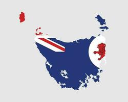 Tasmanien Karte Flagge. Karte von tas, Australien mit das Zustand Flagge. australisch Insel Zustand. Vektor Illustration Banner.
