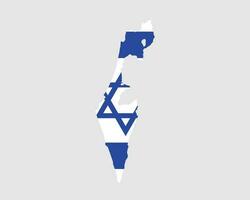 Israel Karta flagga. Karta av de stat av Israel med de israeli Land baner. vektor illustration.